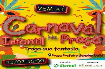 Carnaval Infantil vai ser na praça