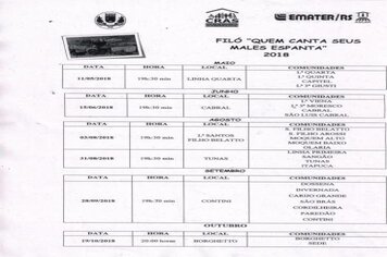 Filó ” Quem canta seus Males Espanta” – Programação 2018