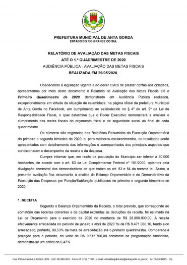 Relatórios da Audiência Pública de 29/05